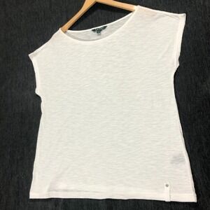 Lauren Ralph Lauren White Knit Top Casual Short Sleeve Tee Shirt Size L